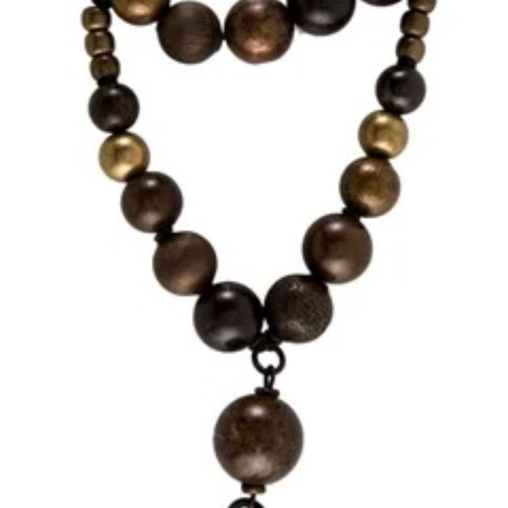 Annie Costello Brown Beaded Y Necklace